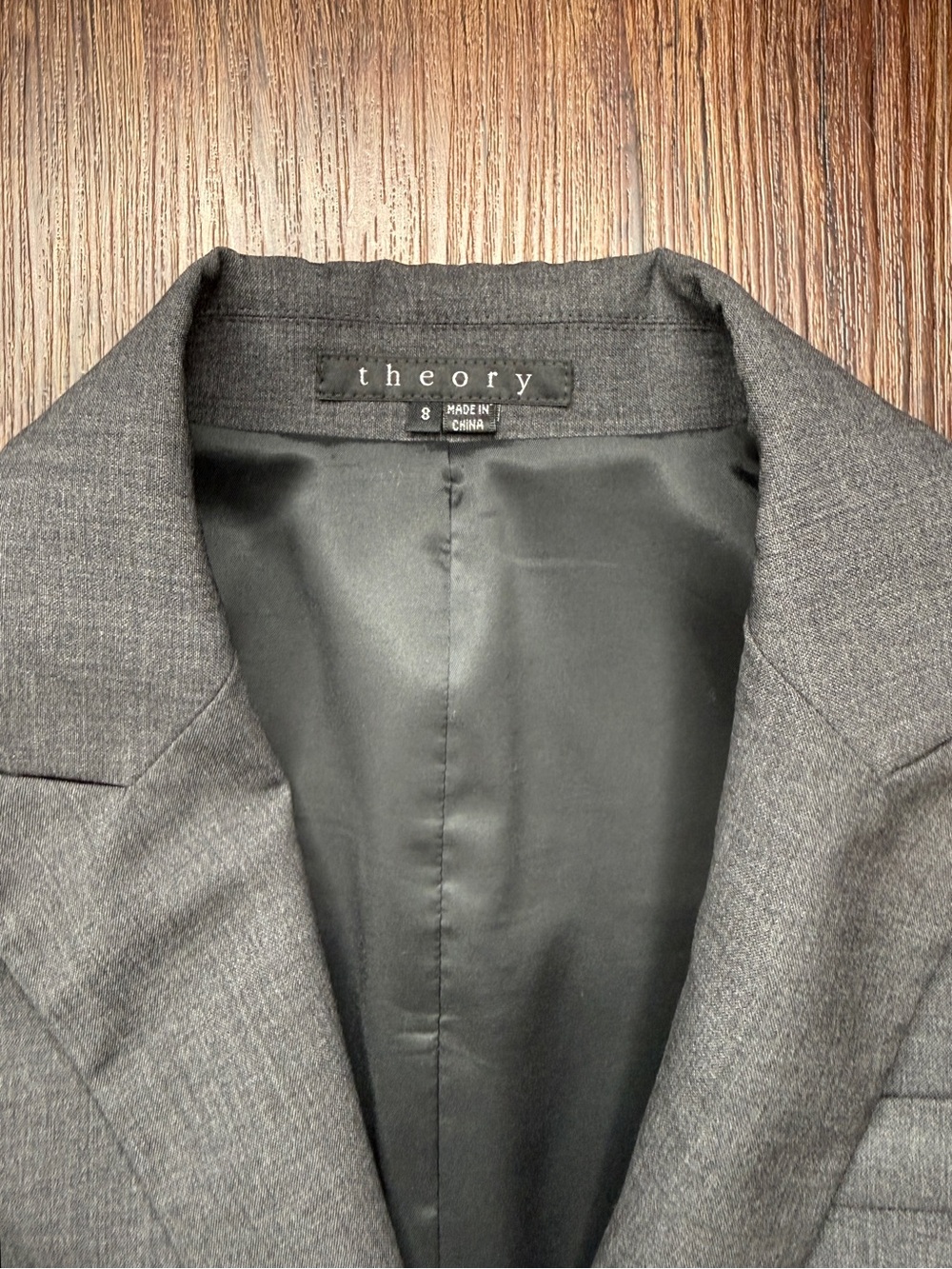 Theory Gabe B Tailor Wool Blazer Jacket Size 8 Heather Gray One Button Office - Picture 3 of 16